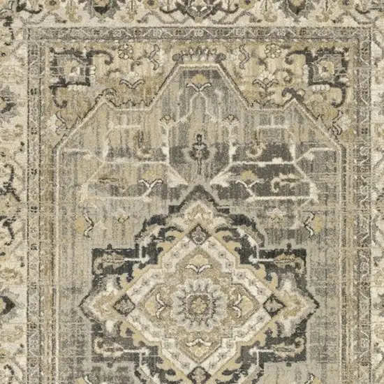 Beige And Gray Medallion Distressed Area Rug Photo 4