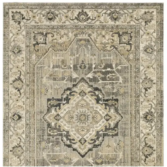 Beige And Gray Medallion Distressed Area Rug Photo 5