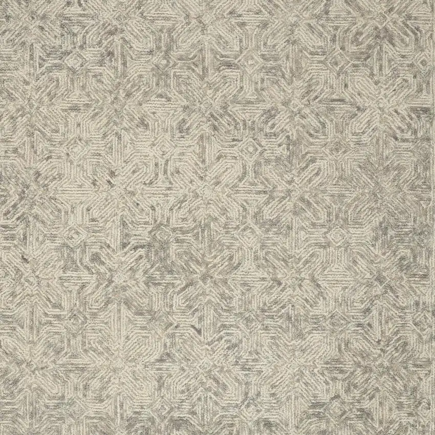 Beige and Gray Wool Abstract Geometric Area Rug Photo 3