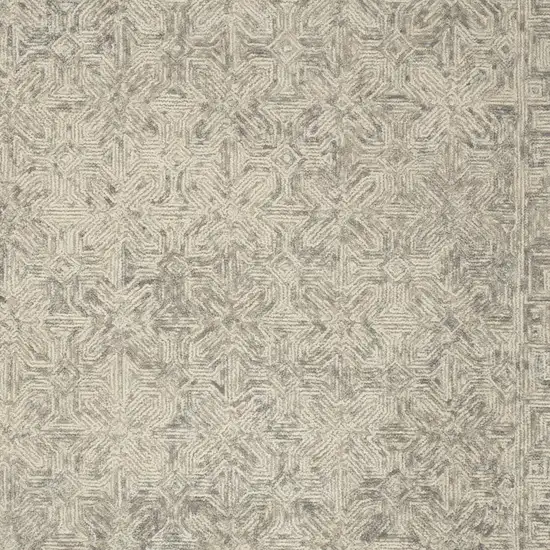 Beige and Gray Wool Abstract Geometric Area Rug Photo 7