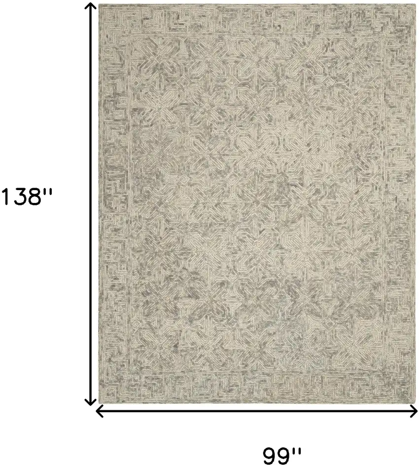 Beige and Gray Wool Abstract Geometric Area Rug Photo 3