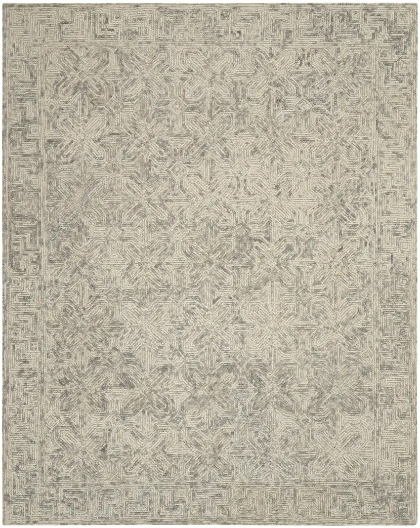 Beige and Gray Wool Abstract Geometric Area Rug Photo 2