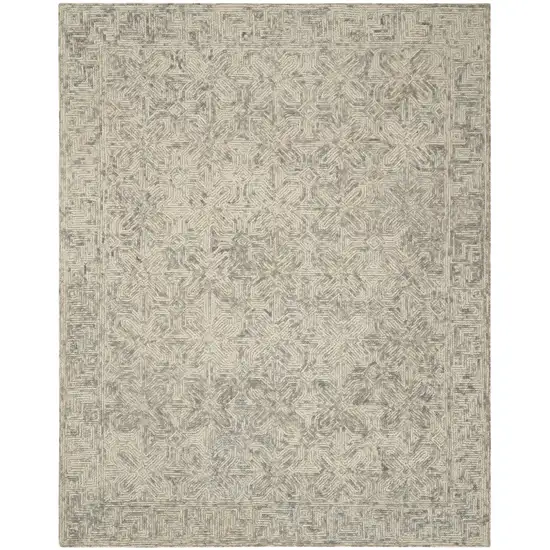 Beige and Gray Wool Abstract Geometric Area Rug Photo 7