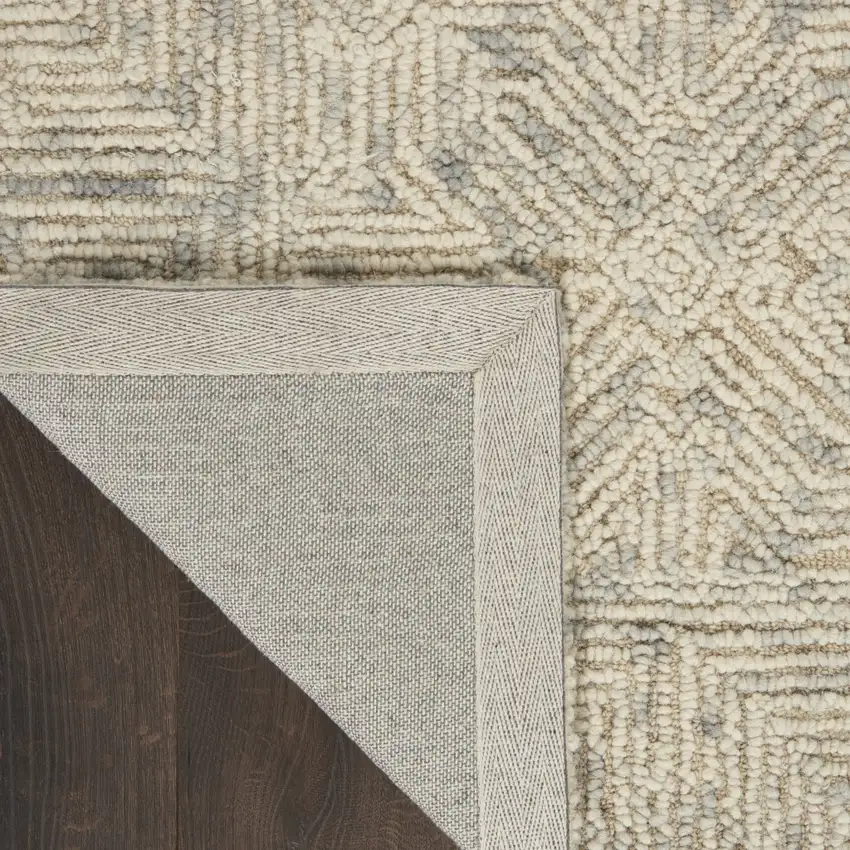 Beige and Gray Wool Abstract Geometric Area Rug Photo 8