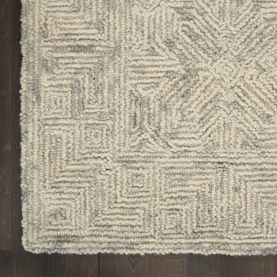 Beige and Gray Wool Abstract Geometric Area Rug Photo 9