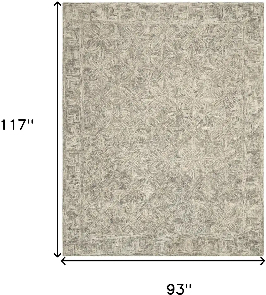 Beige and Gray Wool Abstract Geometric Area Rug Photo 3