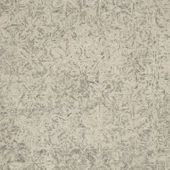 Beige and Gray Wool Abstract Geometric Area Rug Photo 6