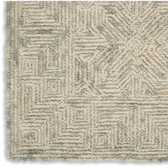 Beige and Gray Wool Abstract Geometric Area Rug Photo 6
