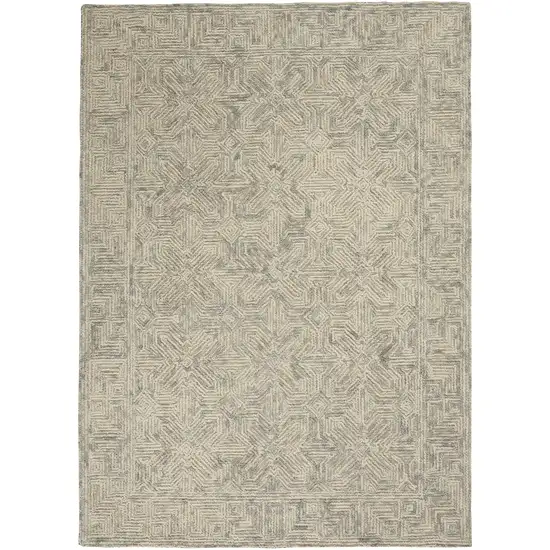 Beige and Gray Wool Abstract Geometric Area Rug Photo 1