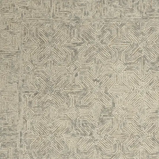Beige and Gray Wool Abstract Geometric Area Rug Photo 6