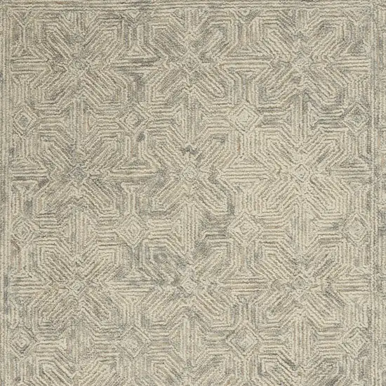 Beige and Gray Wool Abstract Geometric Area Rug Photo 6