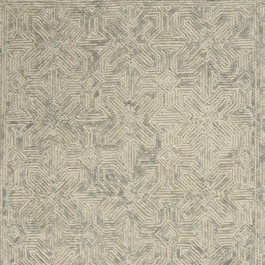 Beige and Gray Wool Abstract Geometric Area Rug Photo 6