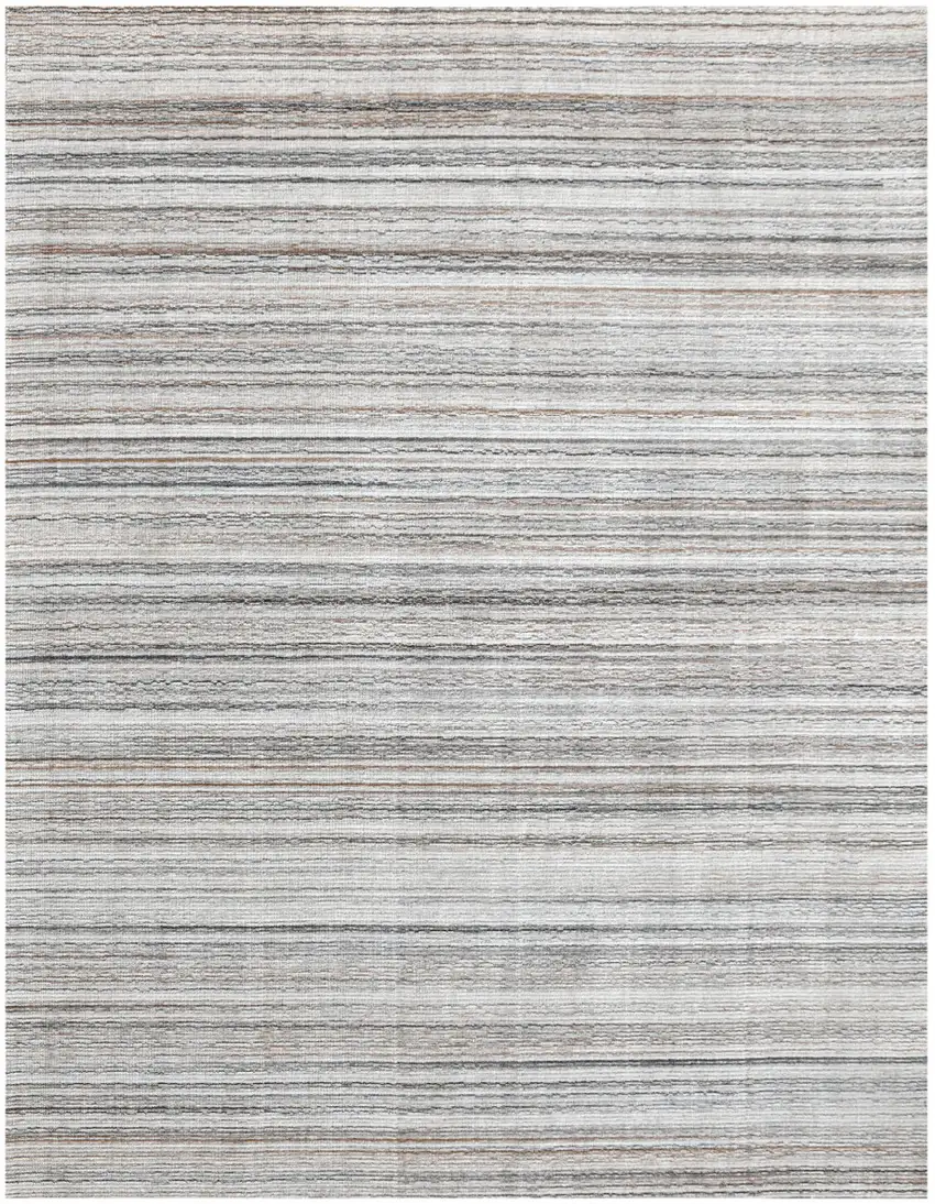 Beige and Gray Wool Blend Abstract Lines Hand Loomed Area Rug Photo 2