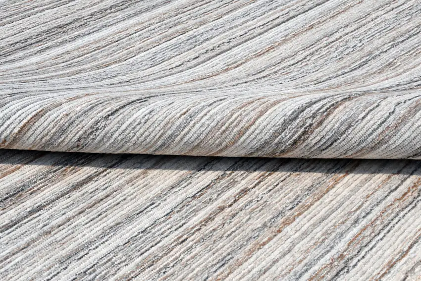 Beige and Gray Wool Blend Abstract Lines Hand Loomed Area Rug Photo 4