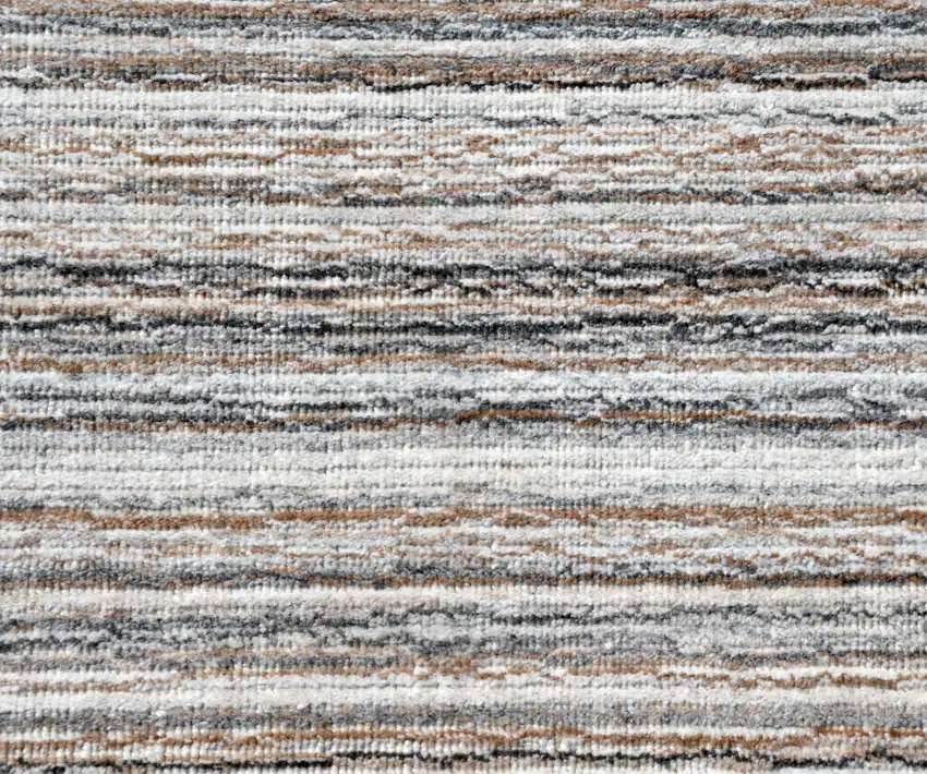 Beige and Gray Wool Blend Abstract Lines Hand Loomed Area Rug Photo 7