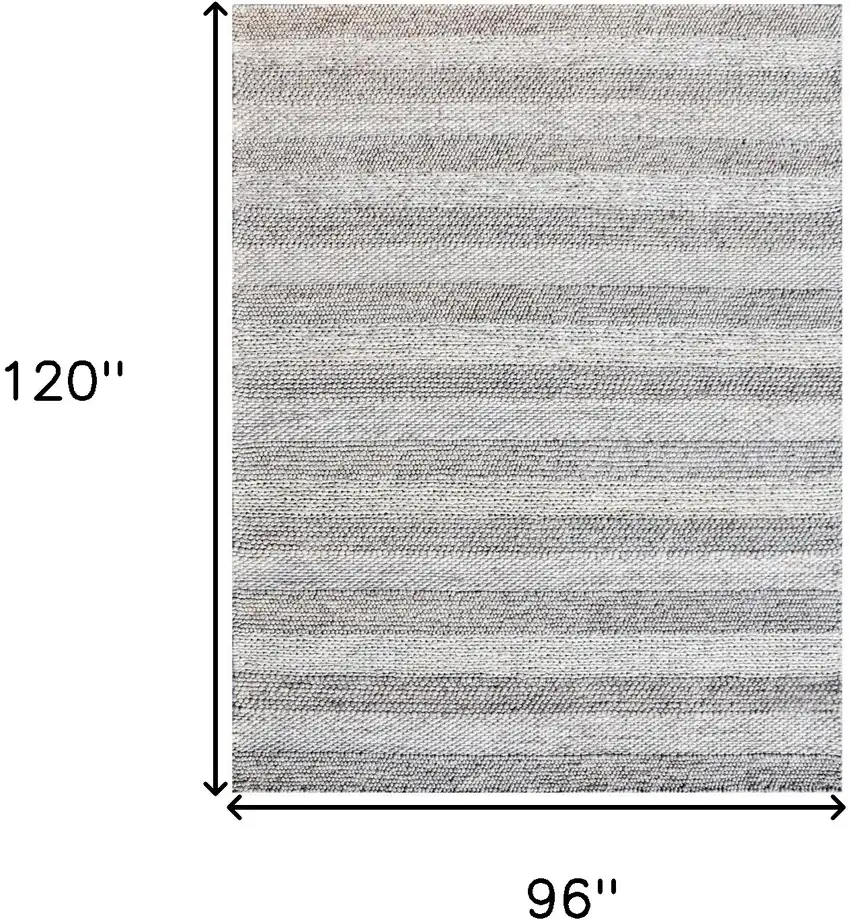 Beige and Gray Wool Blend Striped Hand Loomed Area Rug Photo 3