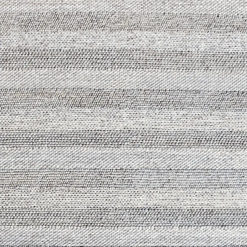 Beige and Gray Wool Blend Striped Hand Loomed Area Rug Photo 5