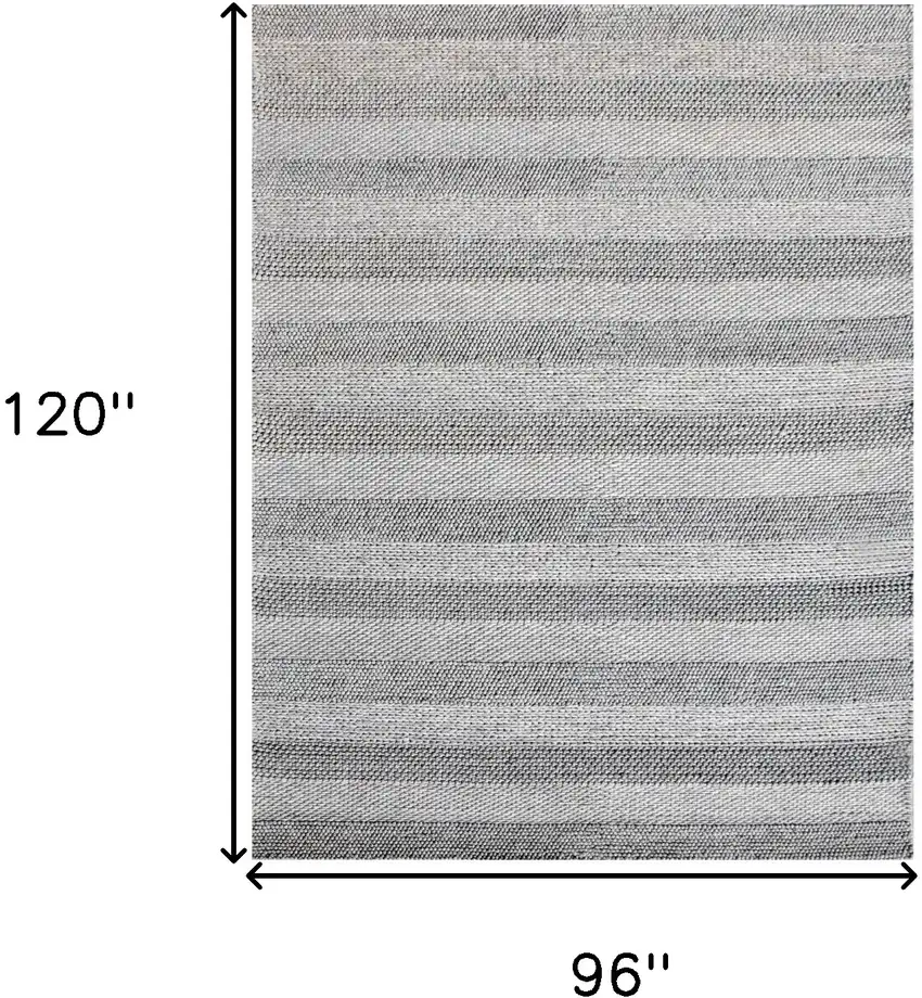 Beige and Gray Wool Blend Striped Hand Loomed Area Rug Photo 3
