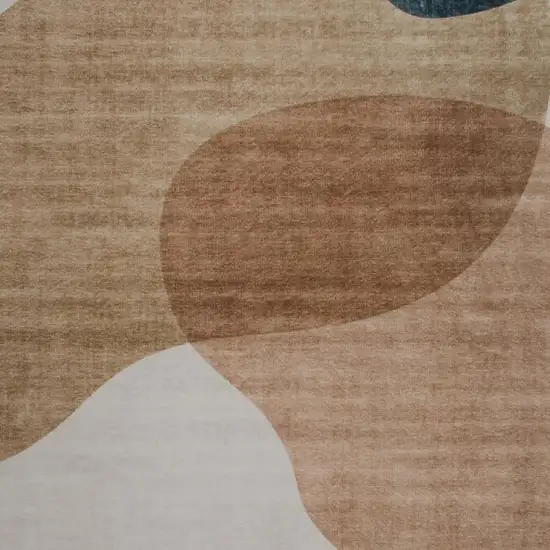Beige and Green Abstract Distressed Area Rug Photo 3