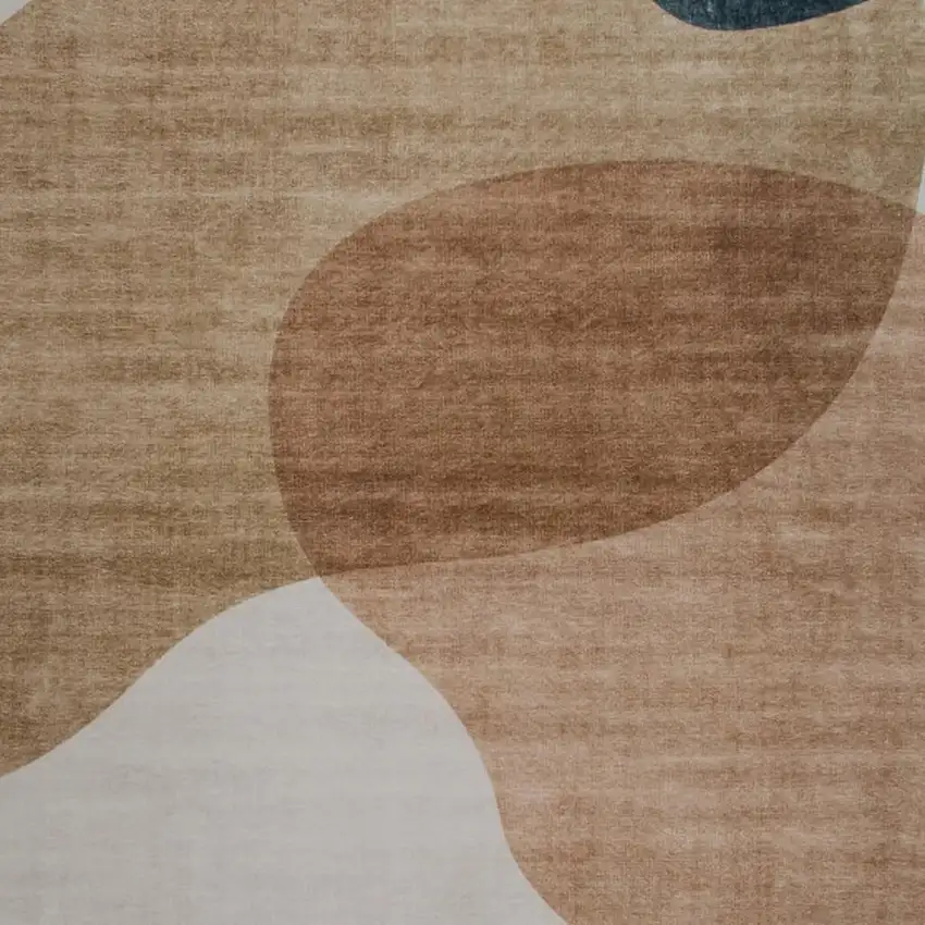 Beige and Green Abstract Distressed Area Rug Photo 3