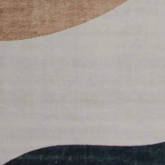 Beige and Green Abstract Distressed Area Rug Photo 3