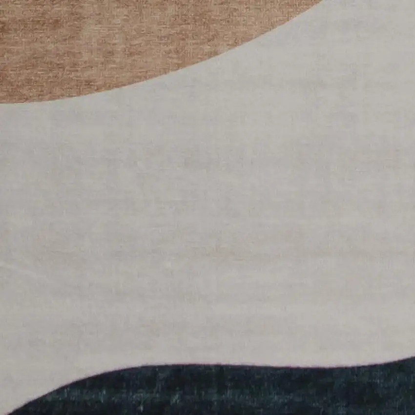 Beige and Green Abstract Distressed Area Rug Photo 3