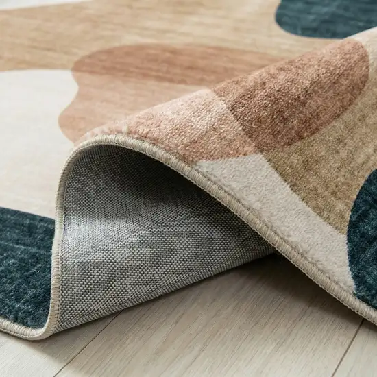 Beige and Green Abstract Distressed Area Rug Photo 8