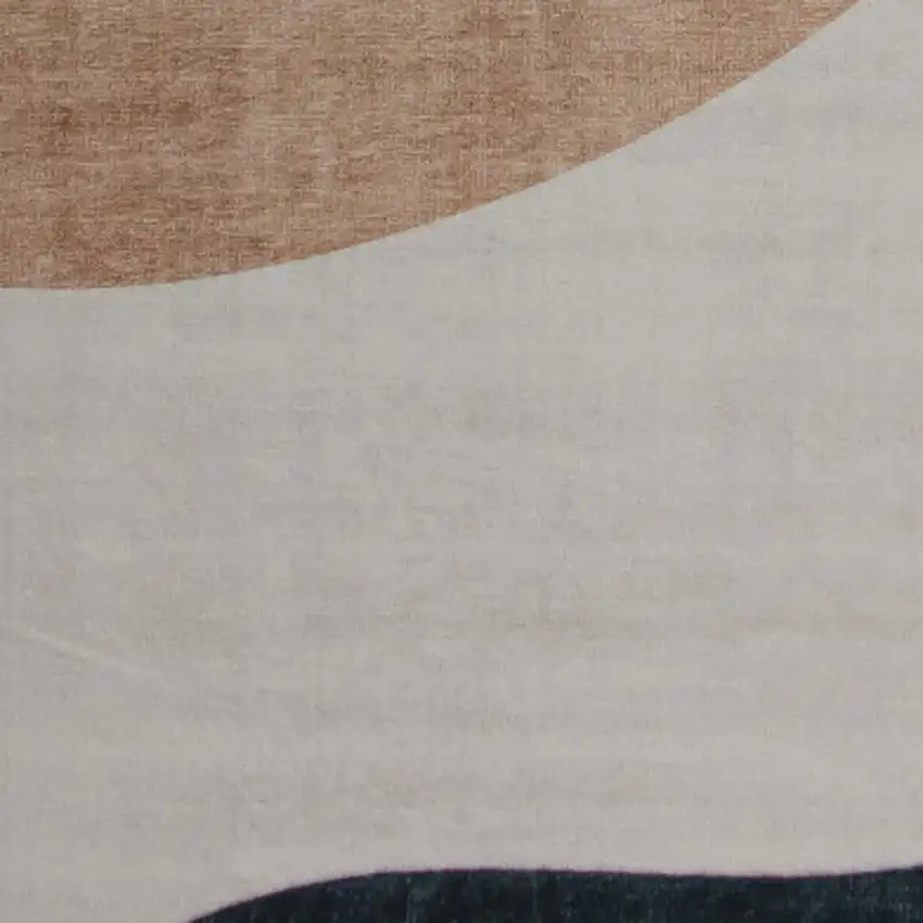 Beige and Green Abstract Distressed Area Rug Photo 3