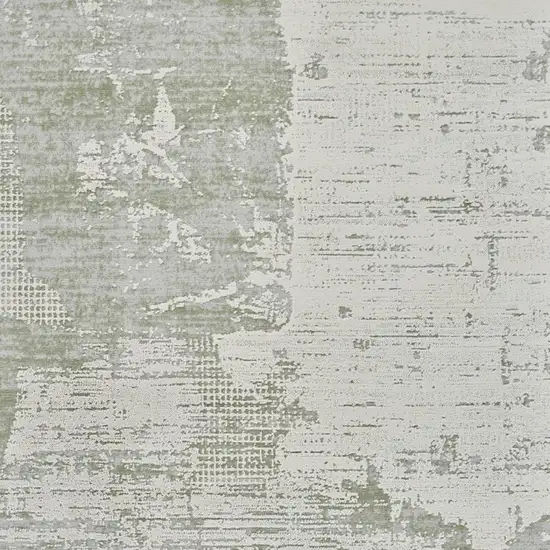 Beige and Green Abstract Distressed Area Rug Photo 3