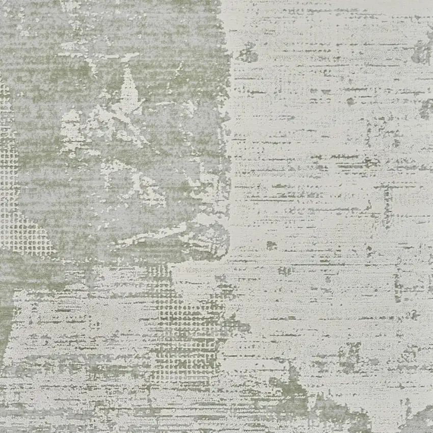 Beige and Green Abstract Distressed Area Rug Photo 3