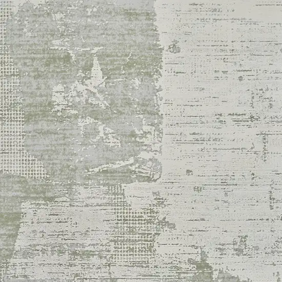 Beige and Green Abstract Distressed Area Rug Photo 3