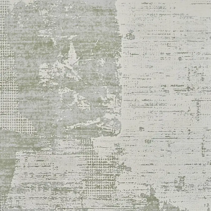 Beige and Green Abstract Distressed Area Rug Photo 3