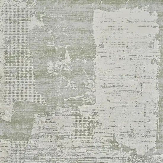 Beige and Green Abstract Distressed Area Rug Photo 4