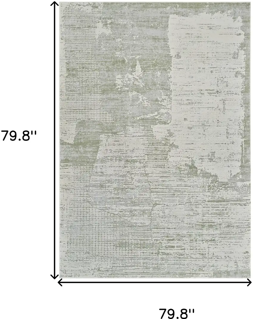 Beige and Green Abstract Distressed Area Rug Photo 3
