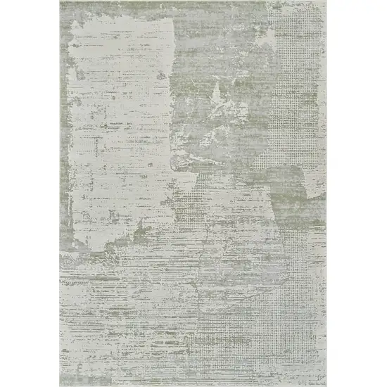 Beige and Green Abstract Distressed Area Rug Photo 3