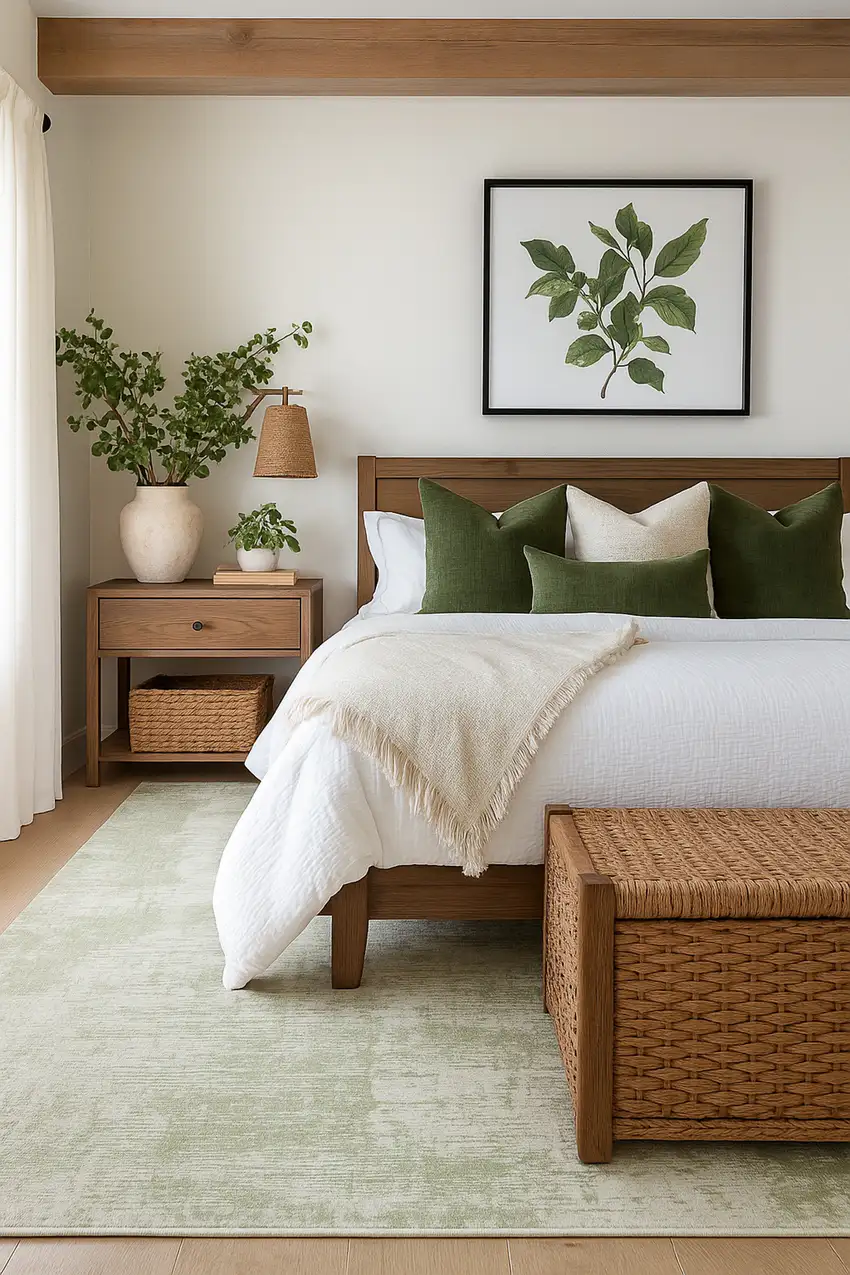 Beige and Green Abstract Distressed Area Rug Photo 5