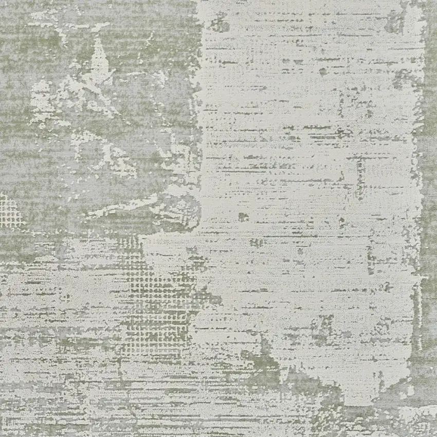 Beige and Green Abstract Distressed Area Rug Photo 3