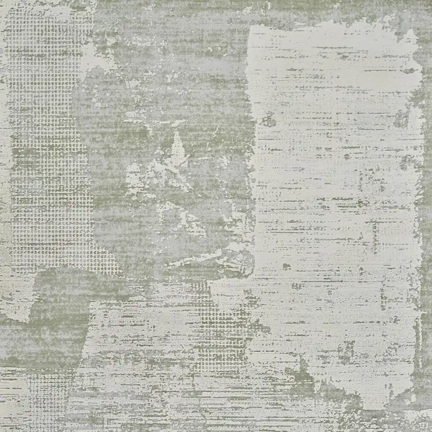 Beige and Green Abstract Distressed Area Rug Photo 4