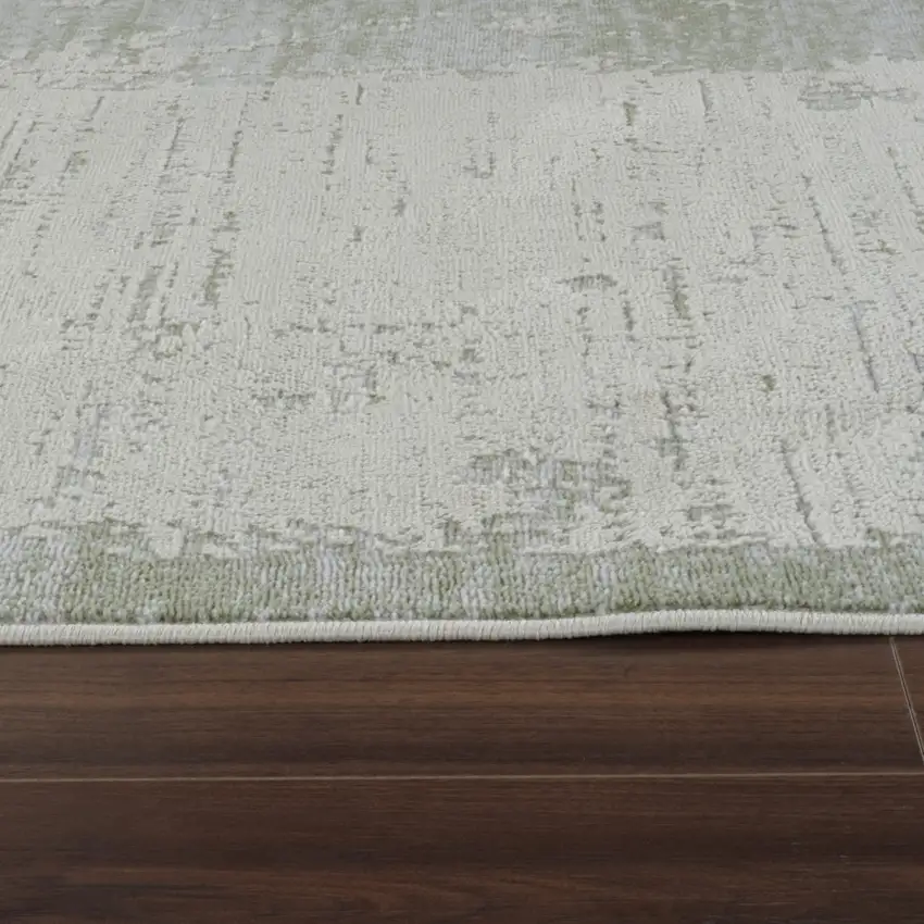 Beige and Green Abstract Distressed Area Rug Photo 3