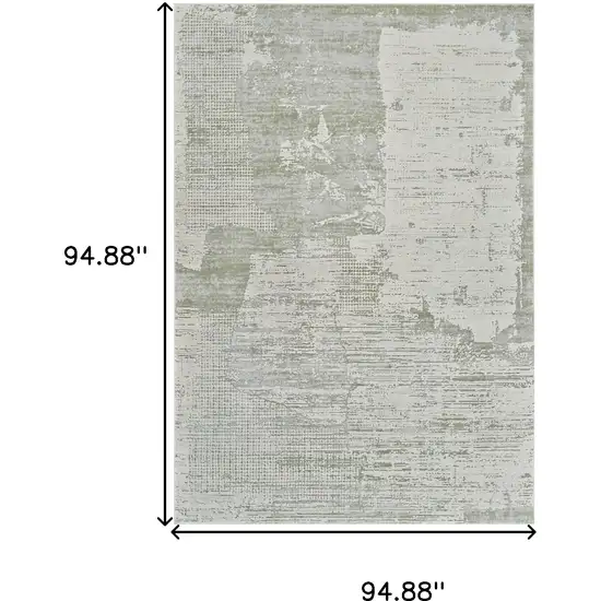 Beige and Green Abstract Distressed Area Rug Photo 6