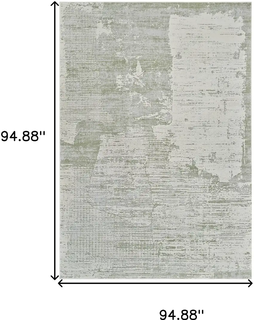 Beige and Green Abstract Distressed Area Rug Photo 6