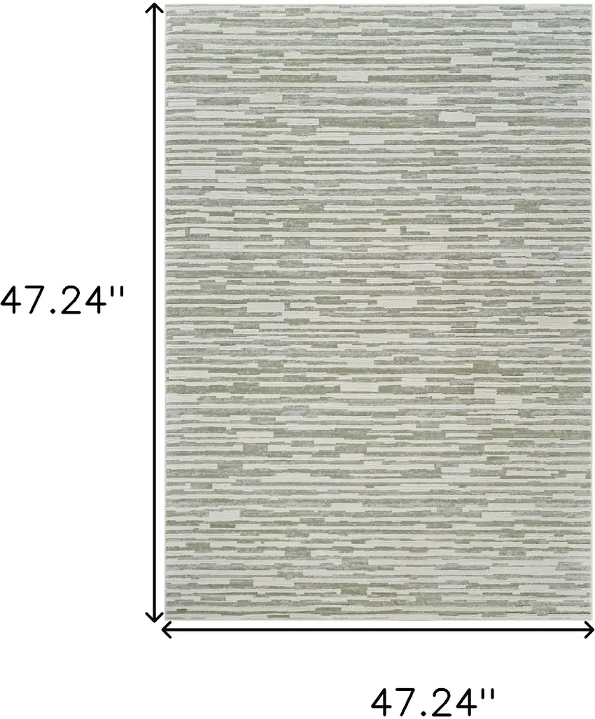 Beige and Green Abstract Distressed Area Rug Photo 3