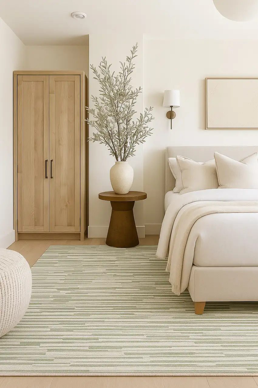 Beige and Green Abstract Distressed Area Rug Photo 7