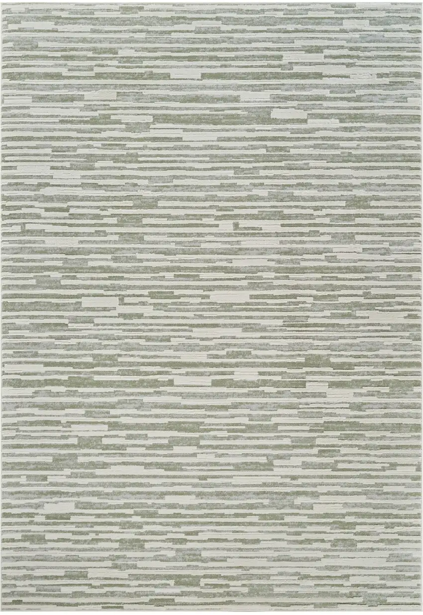 Beige and Green Abstract Distressed Area Rug Photo 2