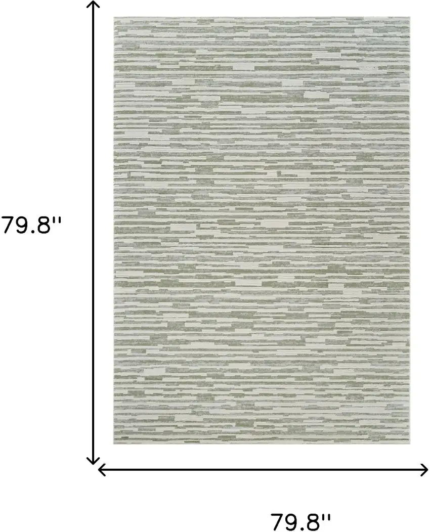 Beige and Green Abstract Distressed Area Rug Photo 3