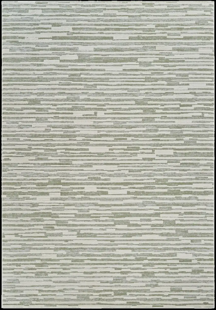 Beige and Green Abstract Distressed Area Rug Photo 3