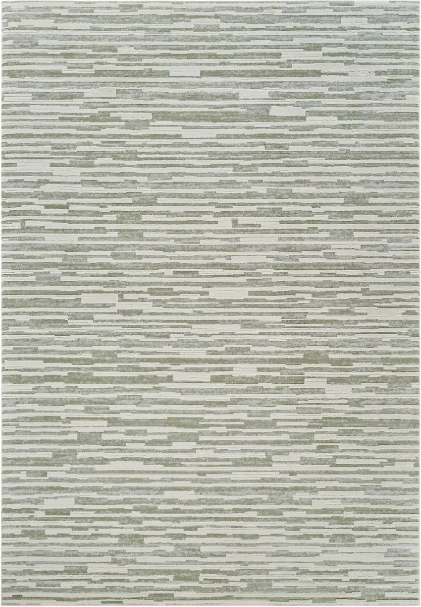 Beige and Green Abstract Distressed Area Rug Photo 2