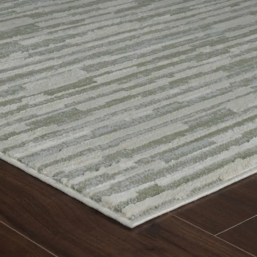 Beige and Green Abstract Distressed Area Rug Photo 5