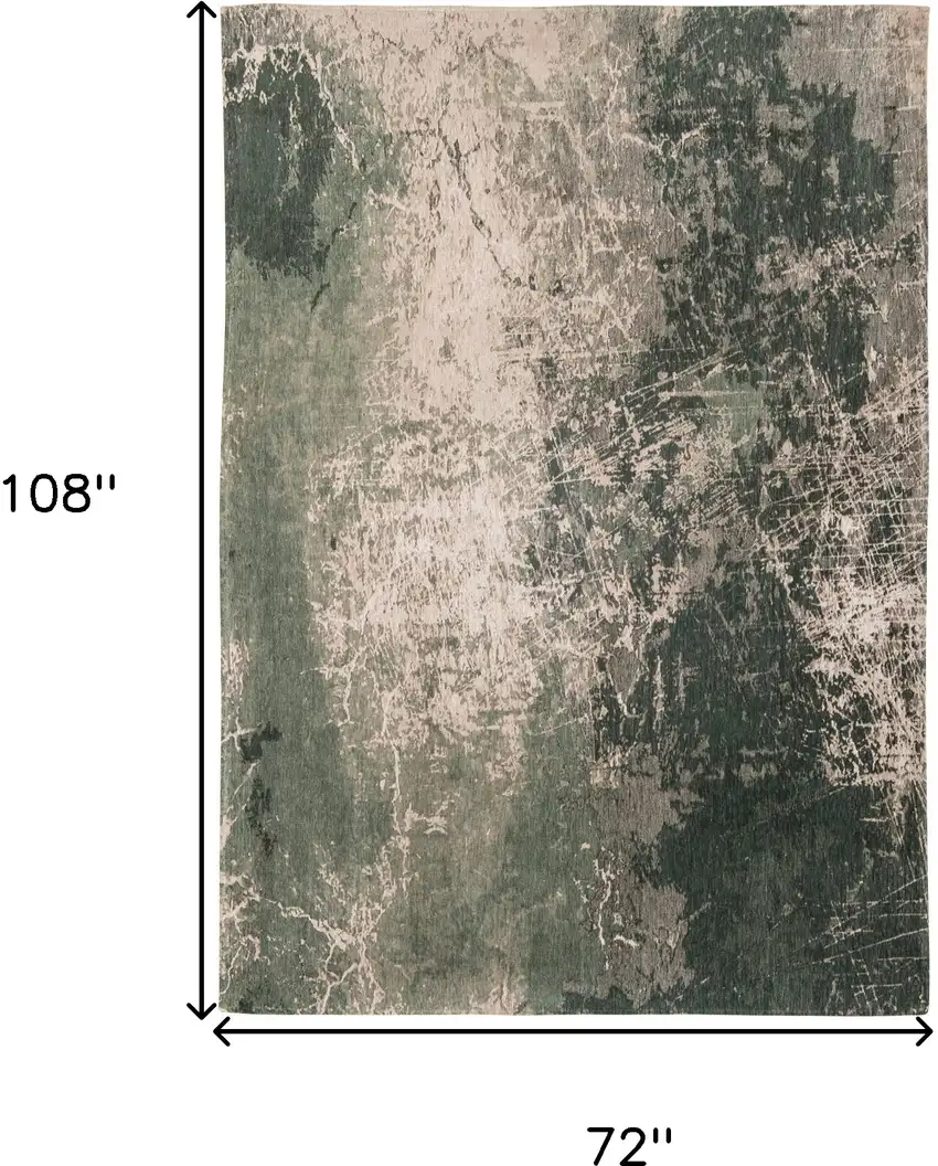 Beige and Green Abstract Non Skid Area Rug Photo 3