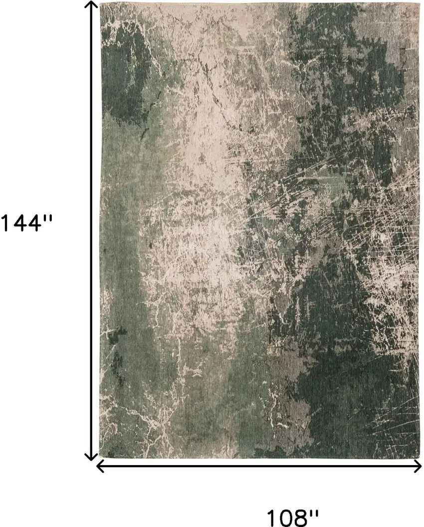 Beige and Green Abstract Non Skid Area Rug Photo 3
